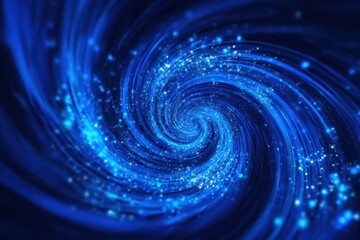 Obraz premium Abstract Digital Art. Blue swirling vortex with sparkling particles, representing cosmic energy.