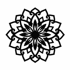 white background, solid black mandala