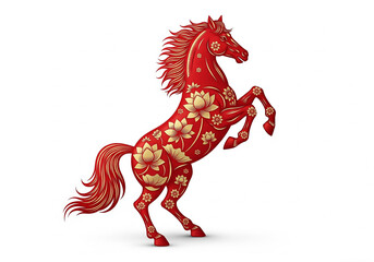 Year of the Horse Photo Image, Red Horse With Chinese Pattern Image, Lunar New Year, Chinese New Year, Horse Shio Symbol, Horse Zodiac Image, Isolated Horse Chinese Zodiac Image, Chinese Calendar.