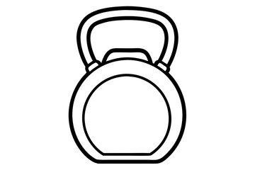 Simple black and white outline illustration of a kettlebell on a white background