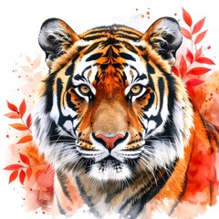 Fototapeta premium Watercolor tiger portrait