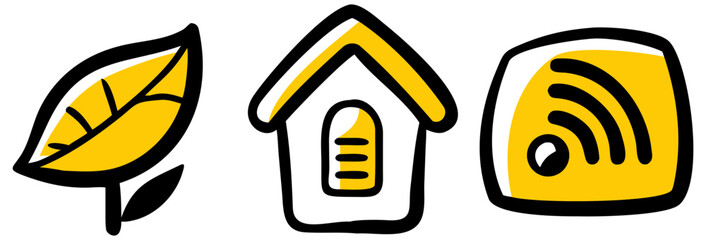 Leaf house wifi connection nature smart home technology internet signal wireless network illustration design on transparent background