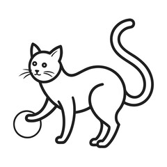 vector illustration of a cat playing with a ball