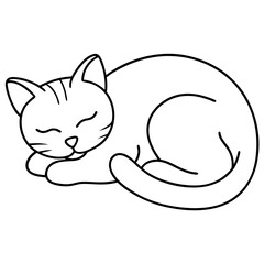vector illustration of a cat sleeping on a white background