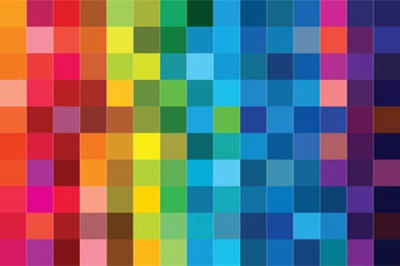 Abstract Vibrant  Multi Colored Squares Background and Vibrant Color Palette Displaying a Spectrum of Hues Vector Illustration.