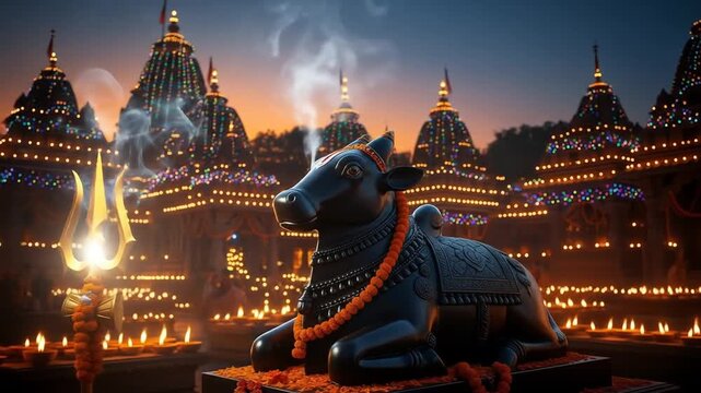 Maha Shivratri Temple Celebration with Magical Lights