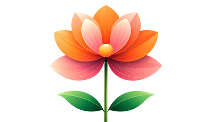 Fototapeta premium Vibrant, stylized lotus flower with layered petals in warm orange and pink tones, perfect for designs
