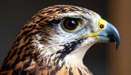 Close-up profile of a hawk, showing intricate feather detail and intense gaze