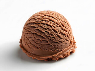 Scoop of Chocolate Ice Cream on White Background