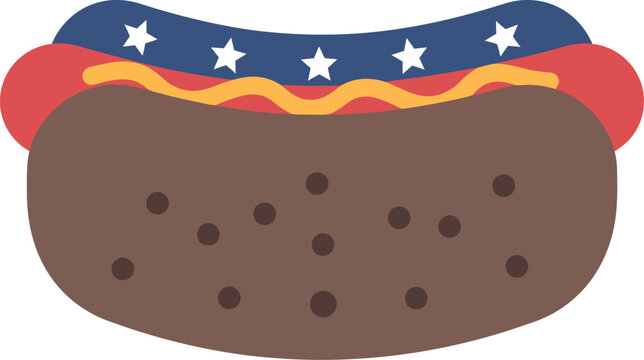 Patriotic hot dog with american flag toppings