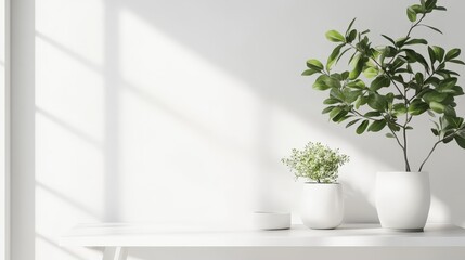 interior white table with plant