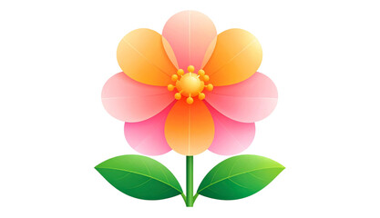 Fototapeta premium Vibrant colorful flower illustration with green leaves, perfect for spring, nature, and design projects
