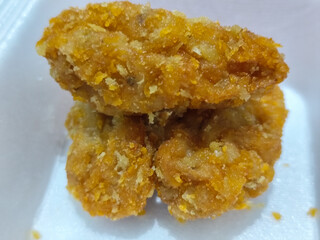Udang keju or cheese prawns. Food menu at the Mie Gacoan restaurant, which has a crispy texture and a strong taste.	

