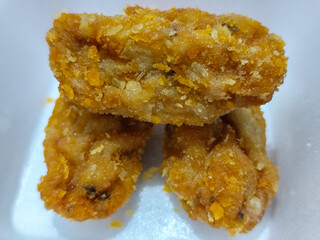 Udang keju or cheese prawns. Food menu at the Mie Gacoan restaurant, which has a crispy texture and a strong taste.	
