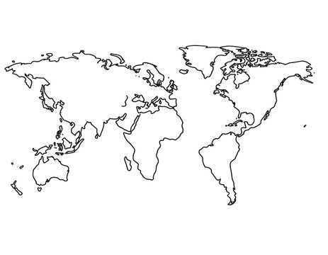 Simple black line world map