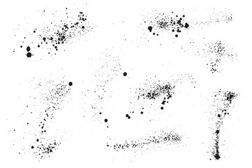 Bloody hand-drawn dirty distressed black color isolated brush stroke banner background set