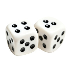 Two Dices with black dots on isolated transparent cutout PNG Background