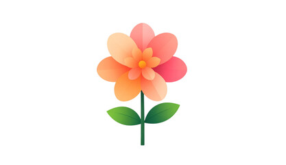 Naklejka premium Vibrant gradient flower illustration with green leaves and stem, perfect for spring and nature themes