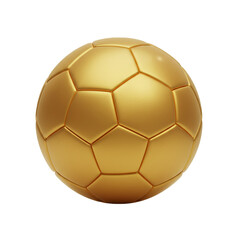 A gleaming golden soccer ball, meticulously rendered in three dimensions, symbolizes ultimate victory and sporting achievement.