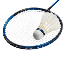 Badminton racket and shuttlecock isolated on white background