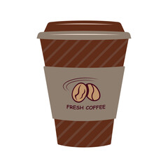Brown paper coffee cup with sleeve for takeaway beverage design