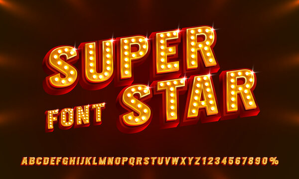 Super Star font set collection, letters and numbers symbol. Vector illustration