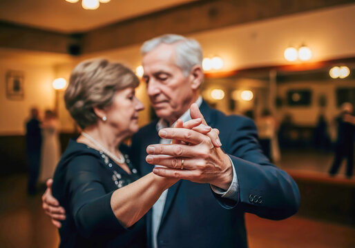 Senior Couple Dancing Together Hands Close Up Love Romance Active - Powered by Adobe