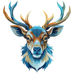 Striking artistic deer head with antlers, a captivating wildlife design for sophisticated nature themes, unique