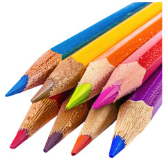Close-up of colorful pencils clustered together