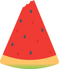 Watermelon Slice with Bite Mark Flat Illustration. Clean Icon Design Element on Isolated White Background