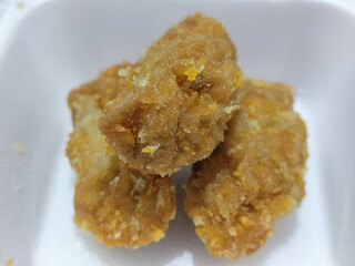 Udang keju or cheese prawns. Food menu at the Mie Gacoan restaurant, which has a crispy texture and a strong taste.	
