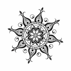 Circular pattern in the form of a mandala. Henna tatoo mandala. Mehndi style. Decorative pattern in oriental style. Coloring book page.