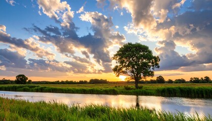 Serene sunset over a river