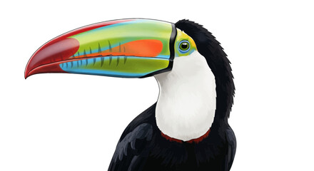 Naklejka premium Colorful Toucan Bird Illustration with Large Beak Isolated on White