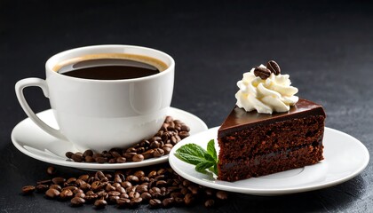 Rich dark coffee and chocolate cake slice