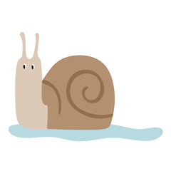 Cute Snail Illustration with Trail for Children Storybook