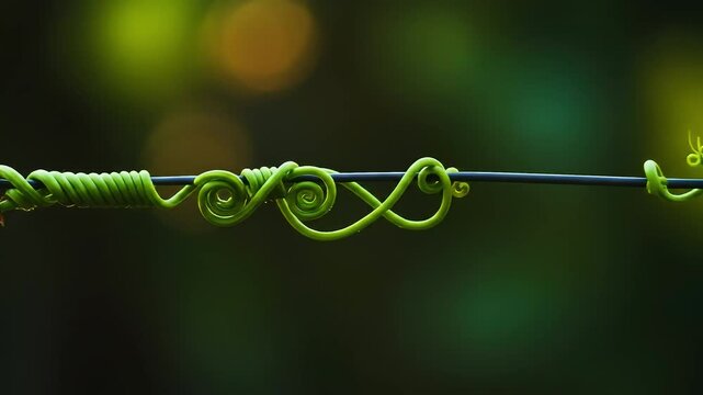 Vine tendril curling on wire, time lapse