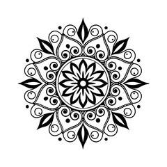 Circular pattern in the form of a mandala. Henna tatoo mandala. Mehndi style. Decorative pattern in oriental style. Coloring book page.