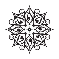 Circular pattern in the form of a mandala. Henna tatoo mandala. Mehndi style. Decorative pattern in oriental style. Coloring book page.