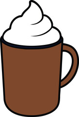 cup of hot cocoa with whipped cream vector illustration on transparent background