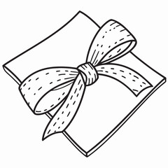 Greeting card paper with ribbon bow vector handdrawn