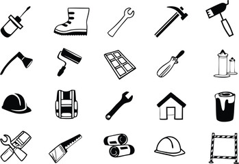 Construction Icons Set – Tools, Equipment, and Site Essentials
