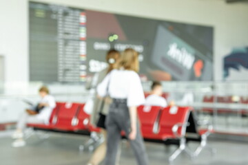 Background of airport hall out of focus