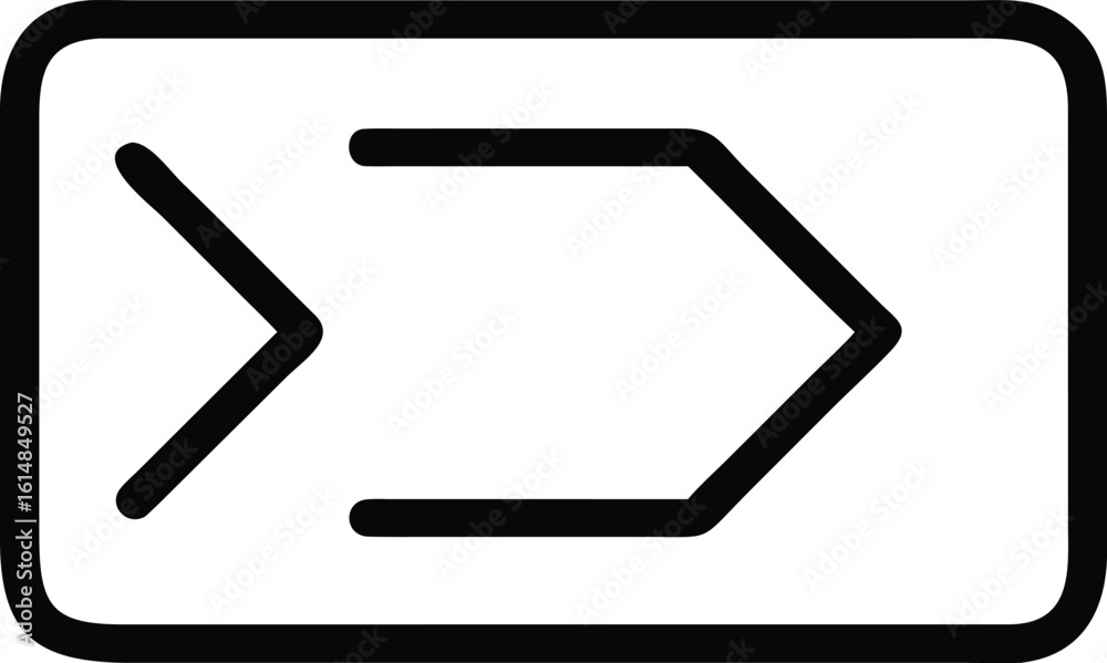 Poster forward arrow icon with rounded rectangle border next