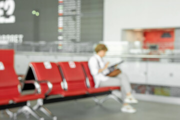 Background of airport hall out of focus