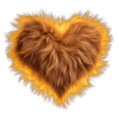 Bright yellow glowing heart shape on brown dog fur, isolated on transparent background