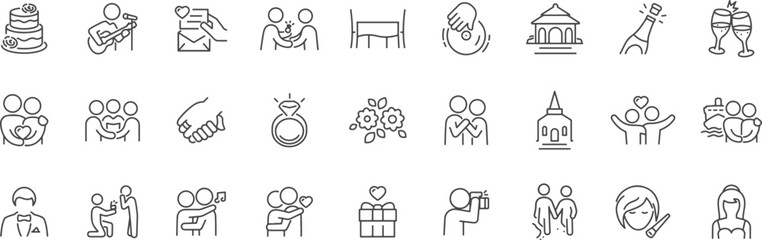 Celebration & Holiday Icons – Party, Gift, Event, Family, Wedding, Birthday, Cake, Love, Friends, Joy, Holiday, Get-Together, Festive, Community, Surprise, Happiness, Together, Special Moment

