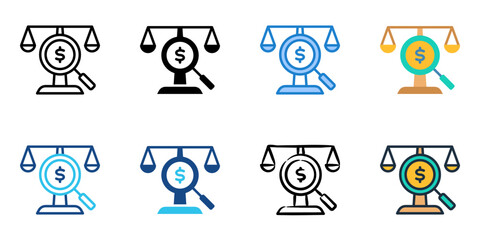 Legal Due Diligence icon set multiple style collection 