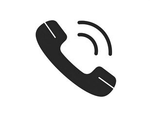 Simple, solid black telephone icon with ringing