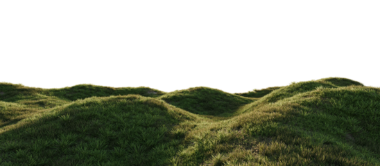 Hills with grass on a transparent background. 3D rendering.	
